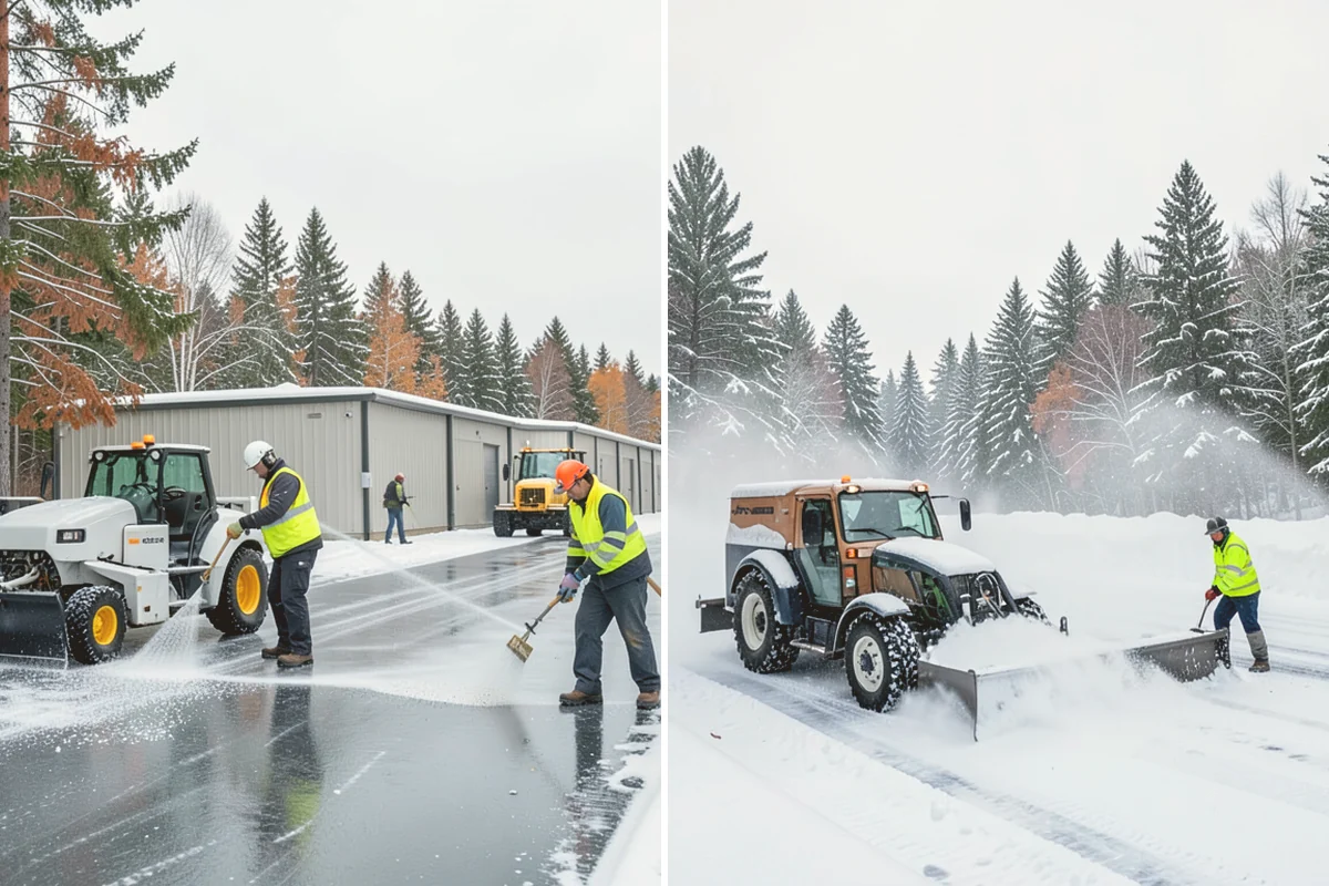Loader Snow Removal in Langley, Island County, WA - Map the lot and designate stockpile zones