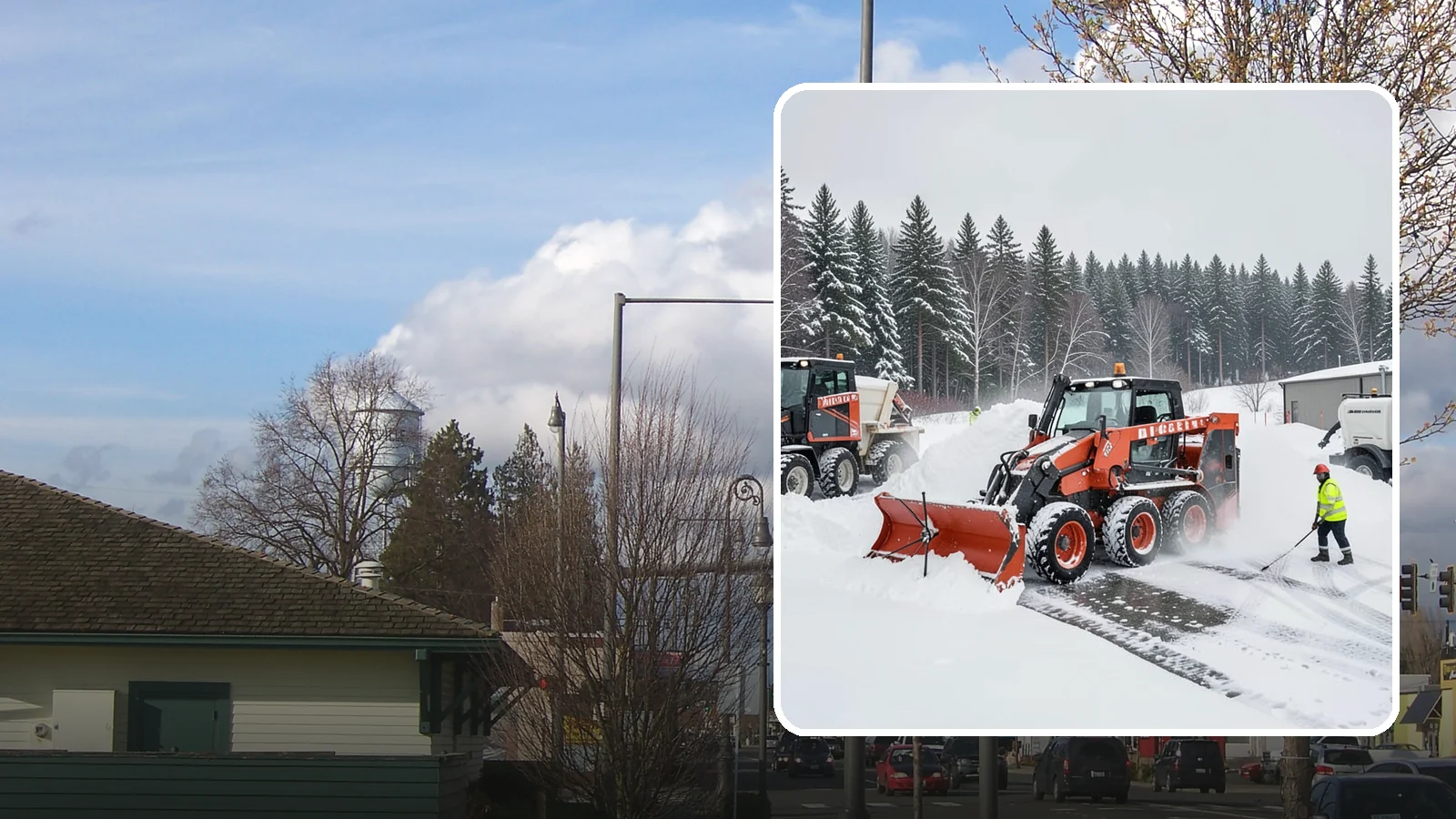 Loader Snow Removal in Marysville, Snohomish County, WA - Our wheel loaders move and stockpile large volumes of snow on big lots and industrial properties.
