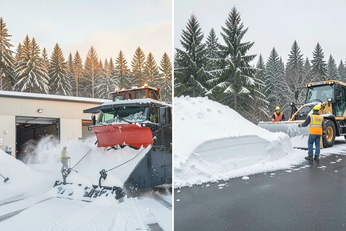 Loader Snow Removal in Monroe, Snohomish County, WA - Map the lot and designate stockpile zones