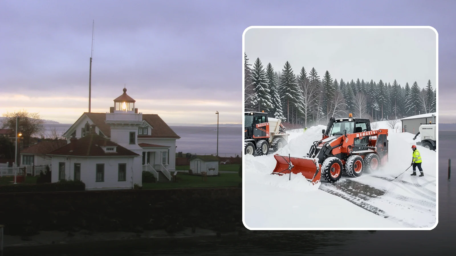 Loader Snow Removal in Mukilteo, Snohomish County, WA - Our wheel loaders move and stockpile large volumes of snow on big lots and industrial properties.