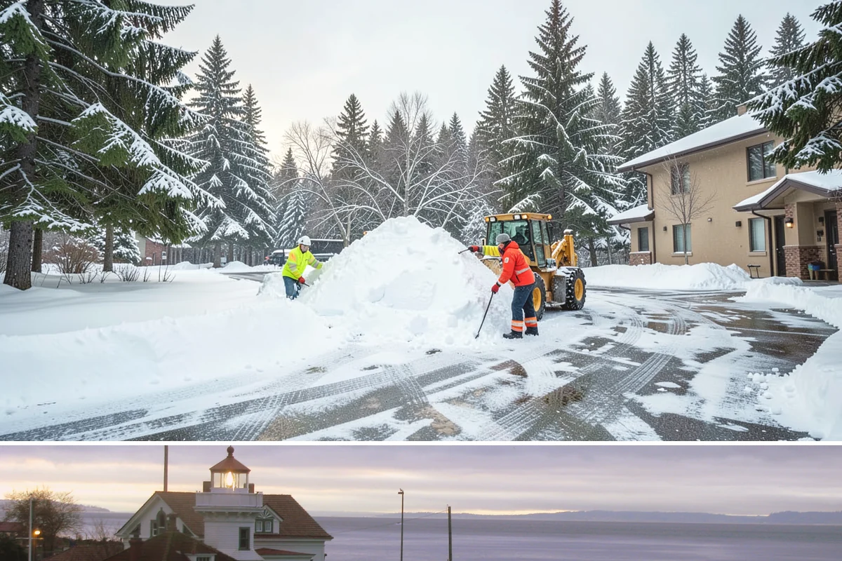 Loader Snow Removal in Mukilteo, Snohomish County, WA - Loader work peaks during heavy accumulation events in January and February.