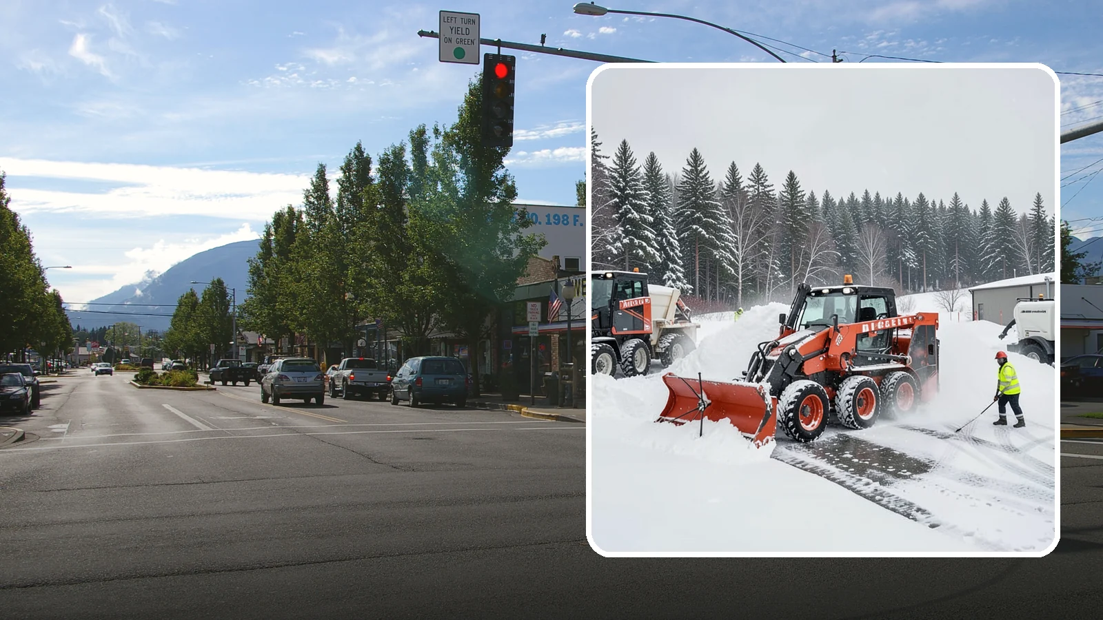 Loader Snow Removal in North Bend, King County, WA - Our wheel loaders move and stockpile large volumes of snow on big lots and industrial properties.