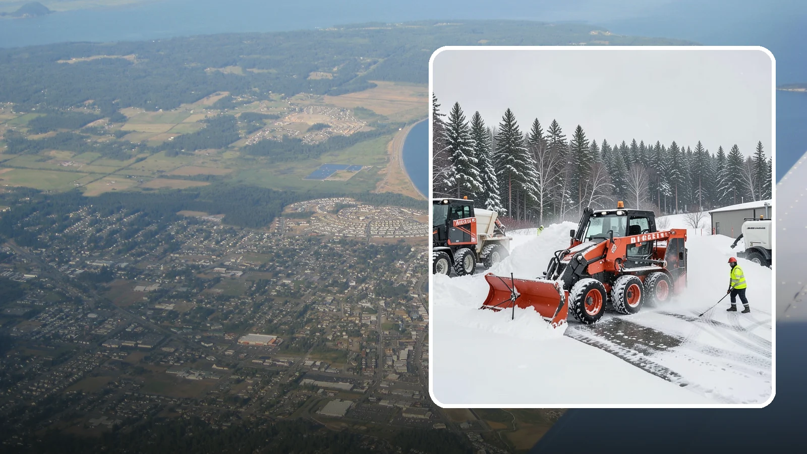 Loader Snow Removal in Oak Harbor, Island County, WA - Our wheel loaders move and stockpile large volumes of snow on big lots and industrial properties.