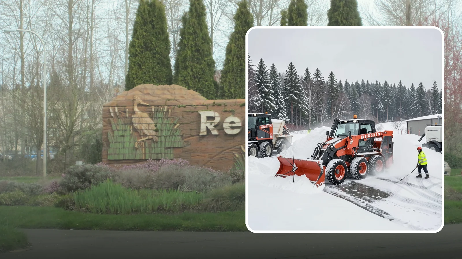 Loader Snow Removal in Renton, King County, WA - Our wheel loaders move and stockpile large volumes of snow on big lots and industrial properties.