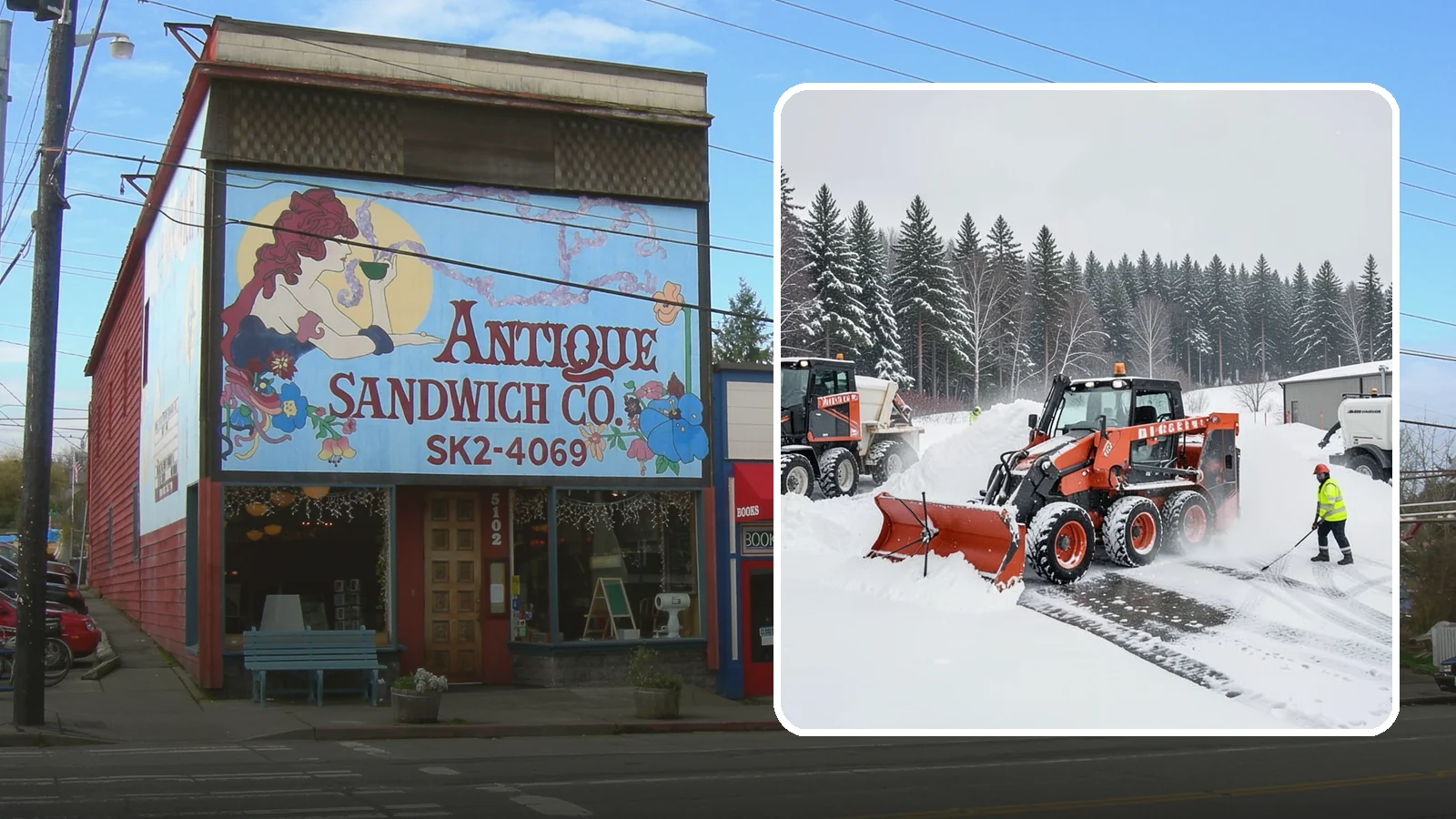 Loader Snow Removal in Ruston, Pierce County, WA - Our wheel loaders move and stockpile large volumes of snow on big lots and industrial properties.