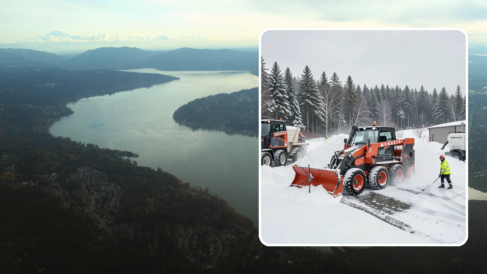 Loader Snow Removal in Sammamish, King County, WA - Our wheel loaders move and stockpile large volumes of snow on big lots and industrial properties.