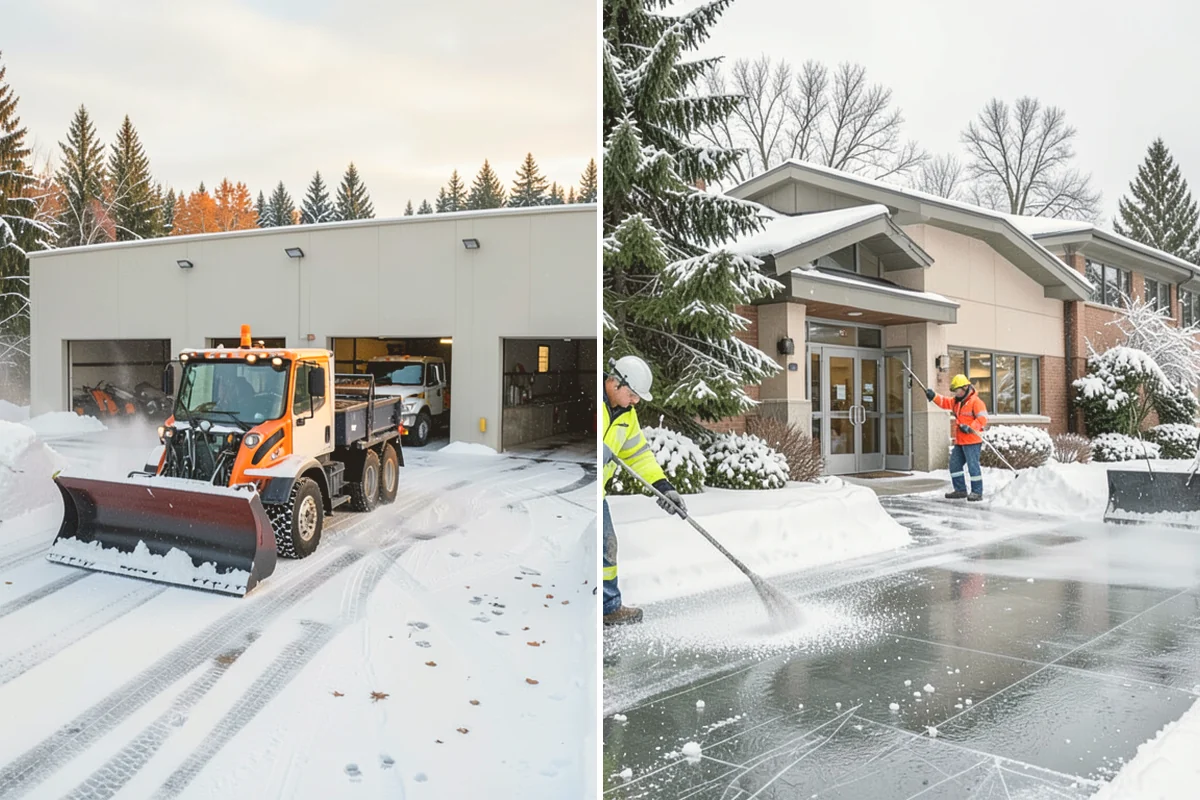 Loader Snow Removal in Sammamish, King County, WA - Map the lot and designate stockpile zones