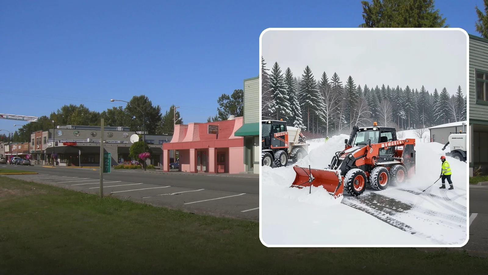 Loader Snow Removal in Snoqualmie, King County, WA - Our wheel loaders move and stockpile large volumes of snow on big lots and industrial properties.