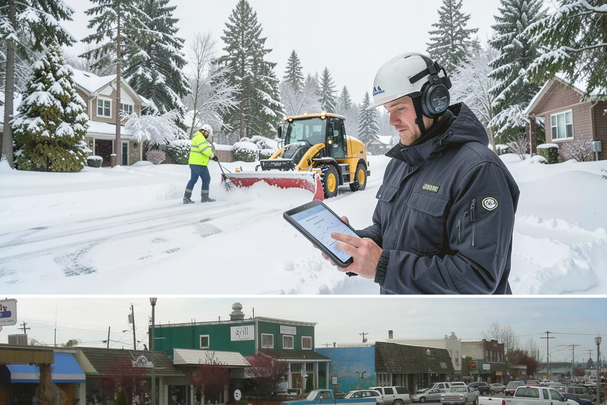 Loader Snow Removal in Stanwood, Snohomish County, WA - Loader work peaks during heavy accumulation events in January and February.
