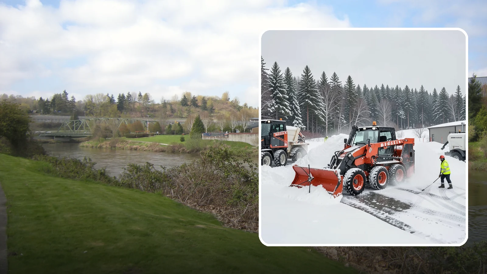Loader Snow Removal in Tukwila, King County, WA - Our wheel loaders move and stockpile large volumes of snow on big lots and industrial properties.