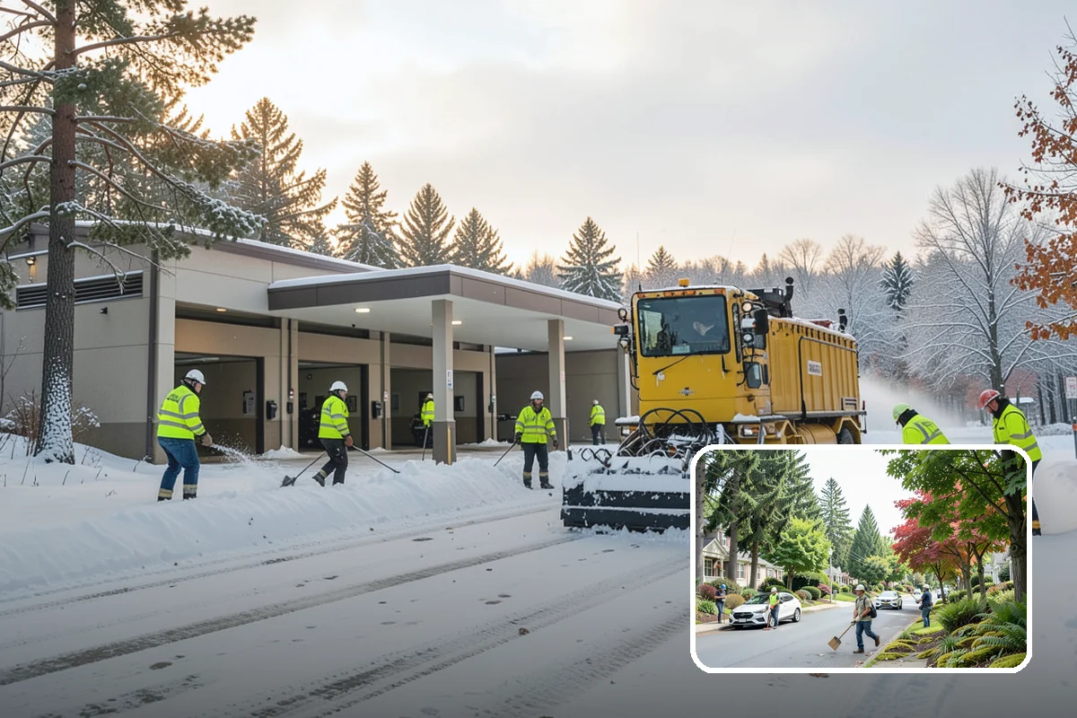 Loading Dock Snow Removal in Beaux Arts Village, King County, WA - Clear apron and dock-face access for trailers