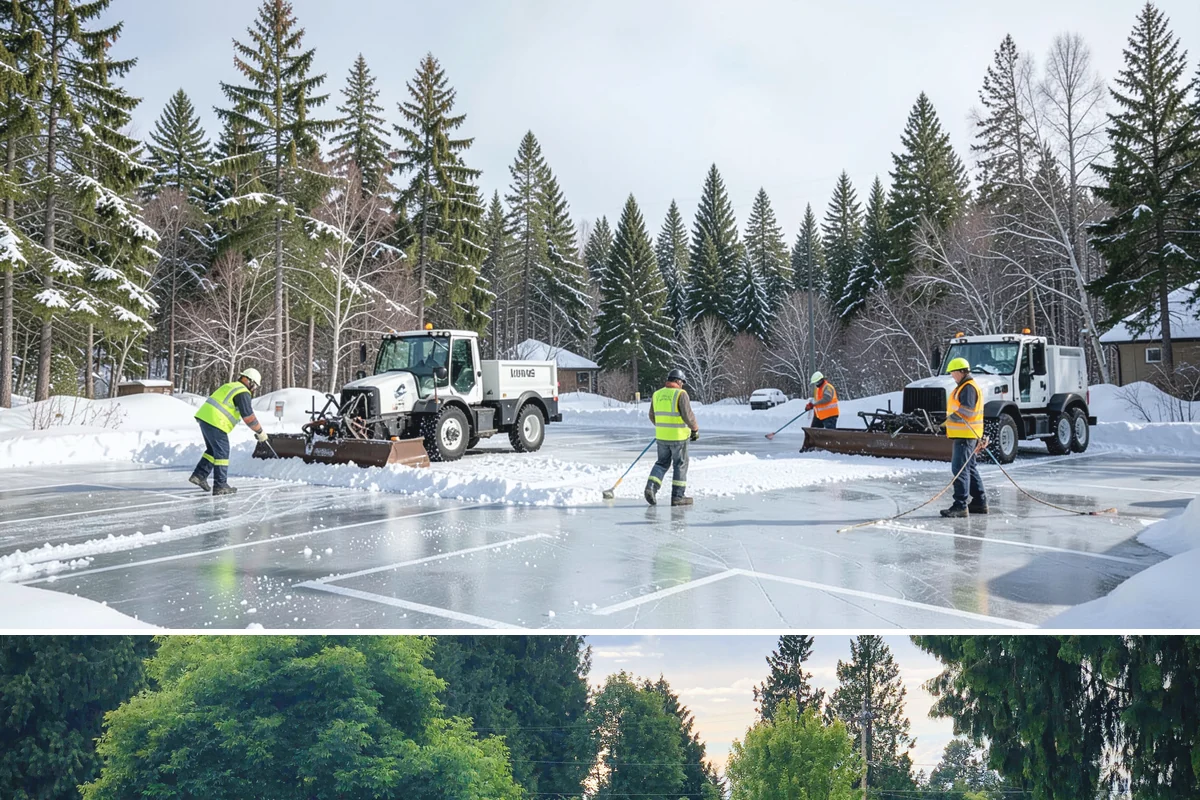 Loading Dock Snow Removal in Bonney Lake, Pierce County, WA - Loading docks need close attention during midwinter cold snaps when wet snow refreezes quickly under constant trailer weight.