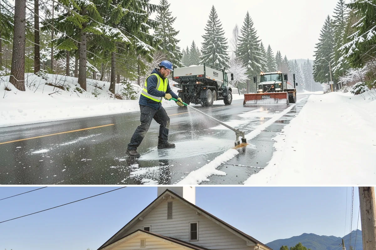 Loading Dock Snow Removal in Concrete, Skagit County, WA - Loading docks need close attention during midwinter cold snaps when wet snow refreezes quickly under constant trailer weight.