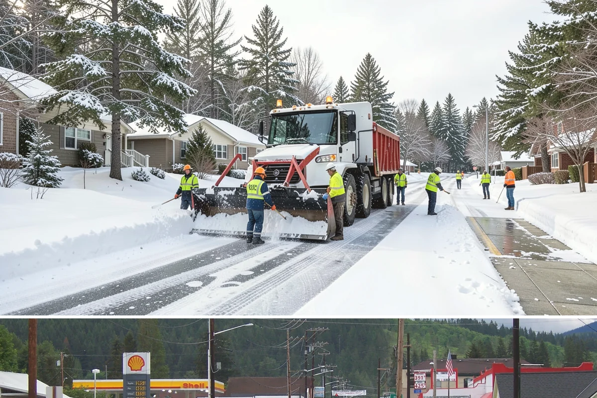 Loading Dock Snow Removal in Granite Falls, Snohomish County, WA - Loading docks need close attention during midwinter cold snaps when wet snow refreezes quickly under constant trailer weight.