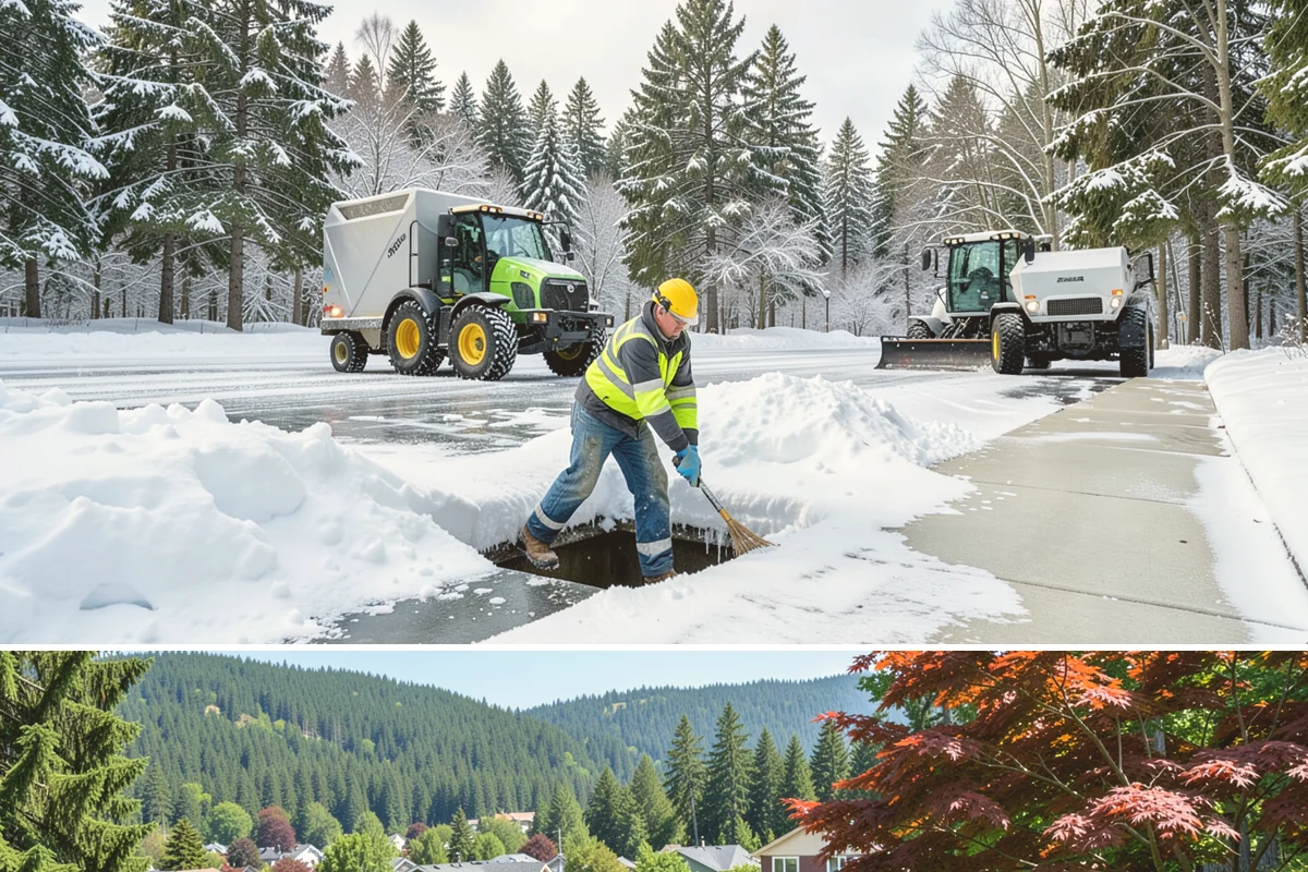 Loading Dock Snow Removal in Index, Snohomish County, WA - Loading docks need close attention during midwinter cold snaps when wet snow refreezes quickly under constant trailer weight.