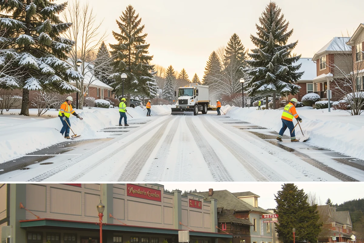 Loading Dock Snow Removal in Issaquah, King County, WA - Loading docks need close attention during midwinter cold snaps when wet snow refreezes quickly under constant trailer weight.