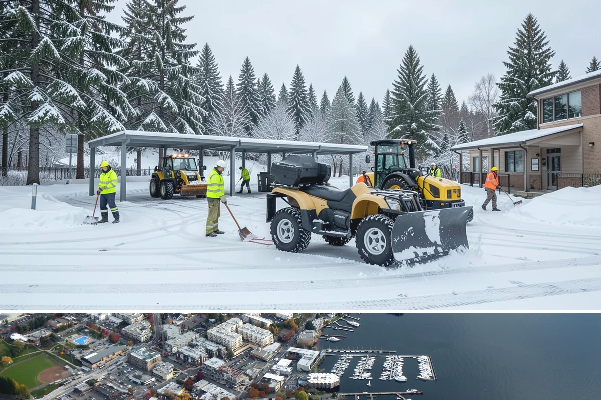Loading Dock Snow Removal in Kirkland, King County, WA - Loading docks need close attention during midwinter cold snaps when wet snow refreezes quickly under constant trailer weight.
