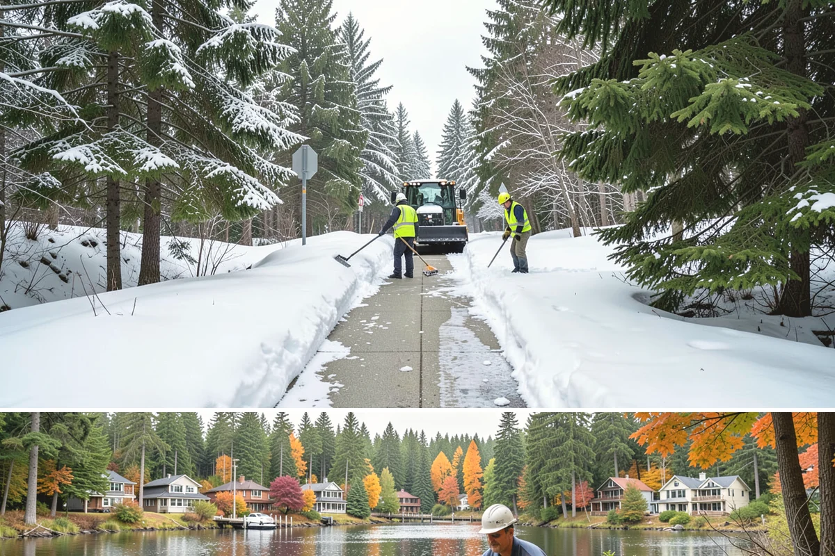 Loading Dock Snow Removal in La Conner, Skagit County, WA - Loading docks need close attention during midwinter cold snaps when wet snow refreezes quickly under constant trailer weight.
