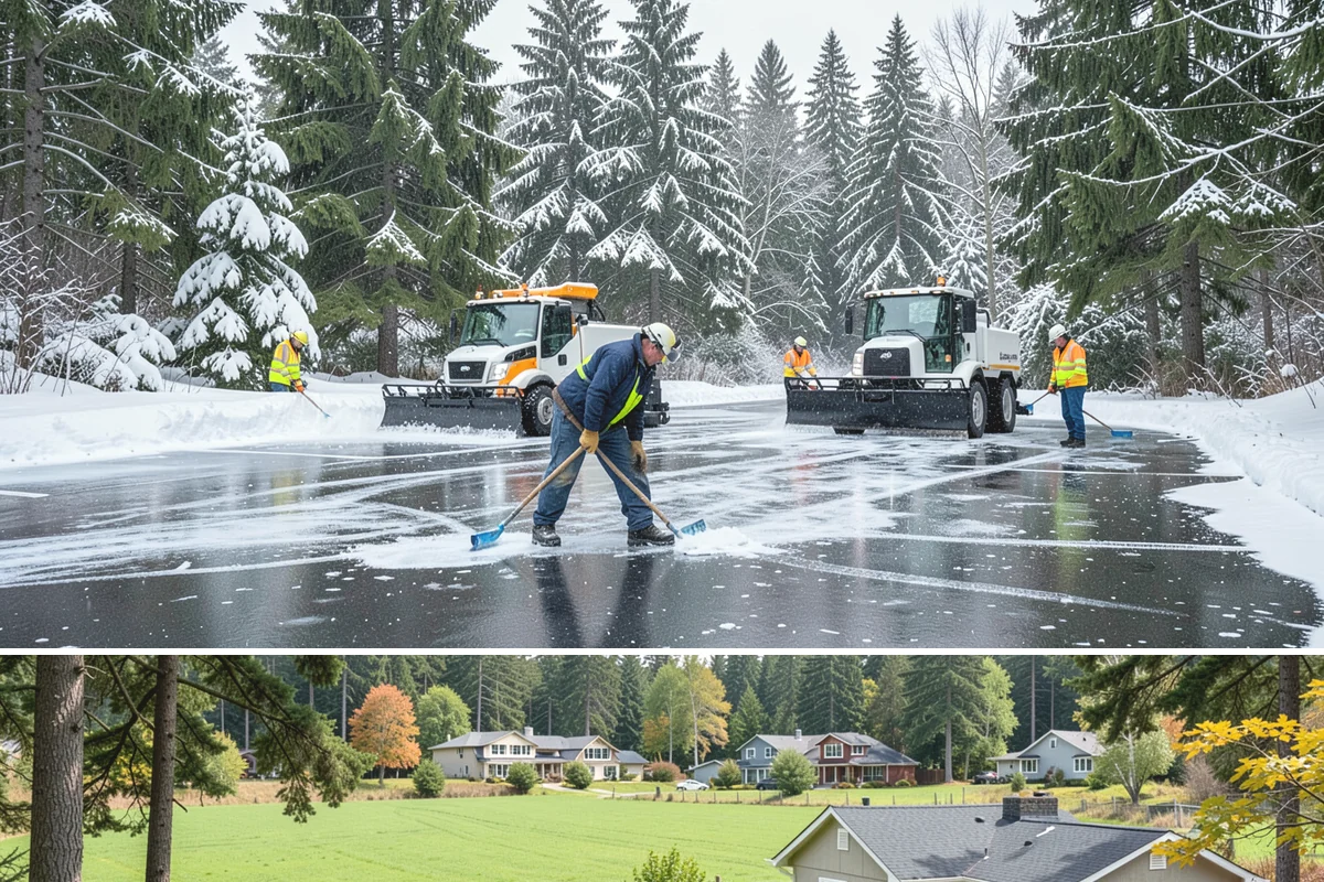 Loading Dock Snow Removal in Lyman, Skagit County, WA - Loading docks need close attention during midwinter cold snaps when wet snow refreezes quickly under constant trailer weight.