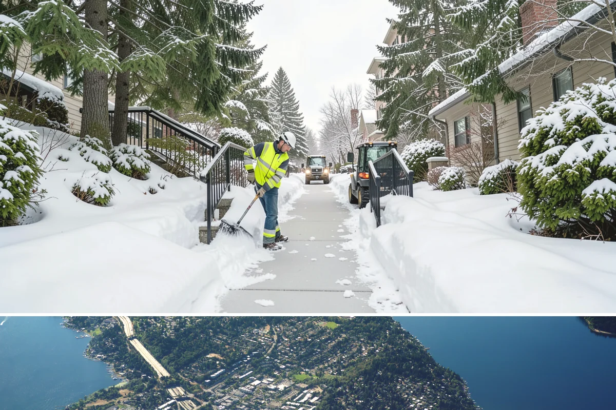 Loading Dock Snow Removal in Mercer Island, King County, WA - Loading docks need close attention during midwinter cold snaps when wet snow refreezes quickly under constant trailer weight.