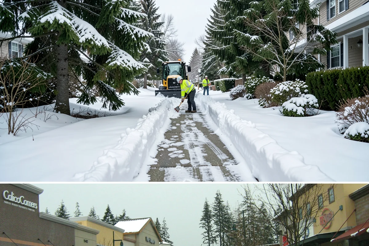 Loading Dock Snow Removal in Mill Creek, Snohomish County, WA - Loading docks need close attention during midwinter cold snaps when wet snow refreezes quickly under constant trailer weight.