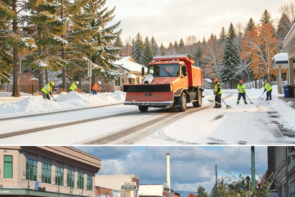 Loading Dock Snow Removal in Monroe, Snohomish County, WA - Loading docks need close attention during midwinter cold snaps when wet snow refreezes quickly under constant trailer weight.