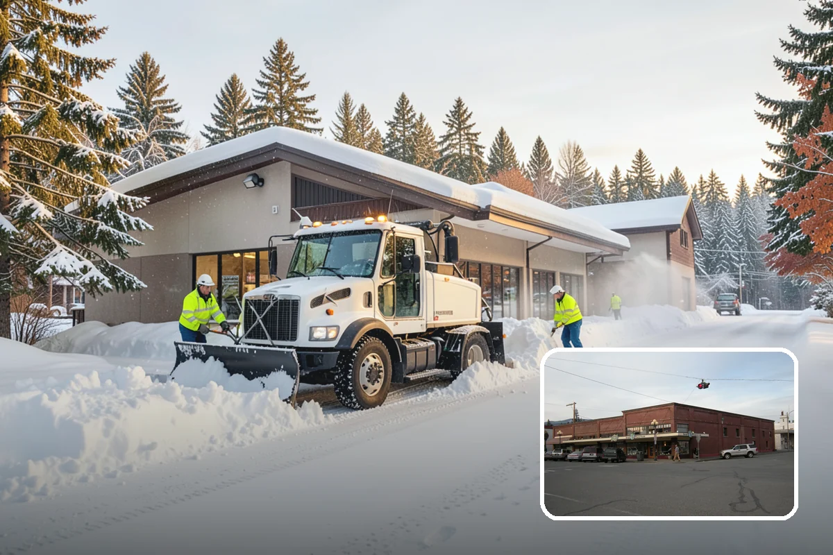 Loading Dock Snow Removal in Sedro-Woolley, Skagit County, WA - Clear apron and dock-face access for trailers