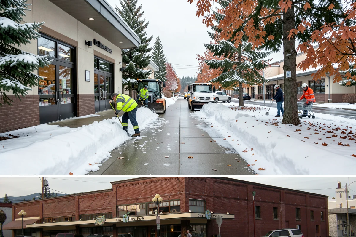 Loading Dock Snow Removal in Sedro-Woolley, Skagit County, WA - Loading docks need close attention during midwinter cold snaps when wet snow refreezes quickly under constant trailer weight.