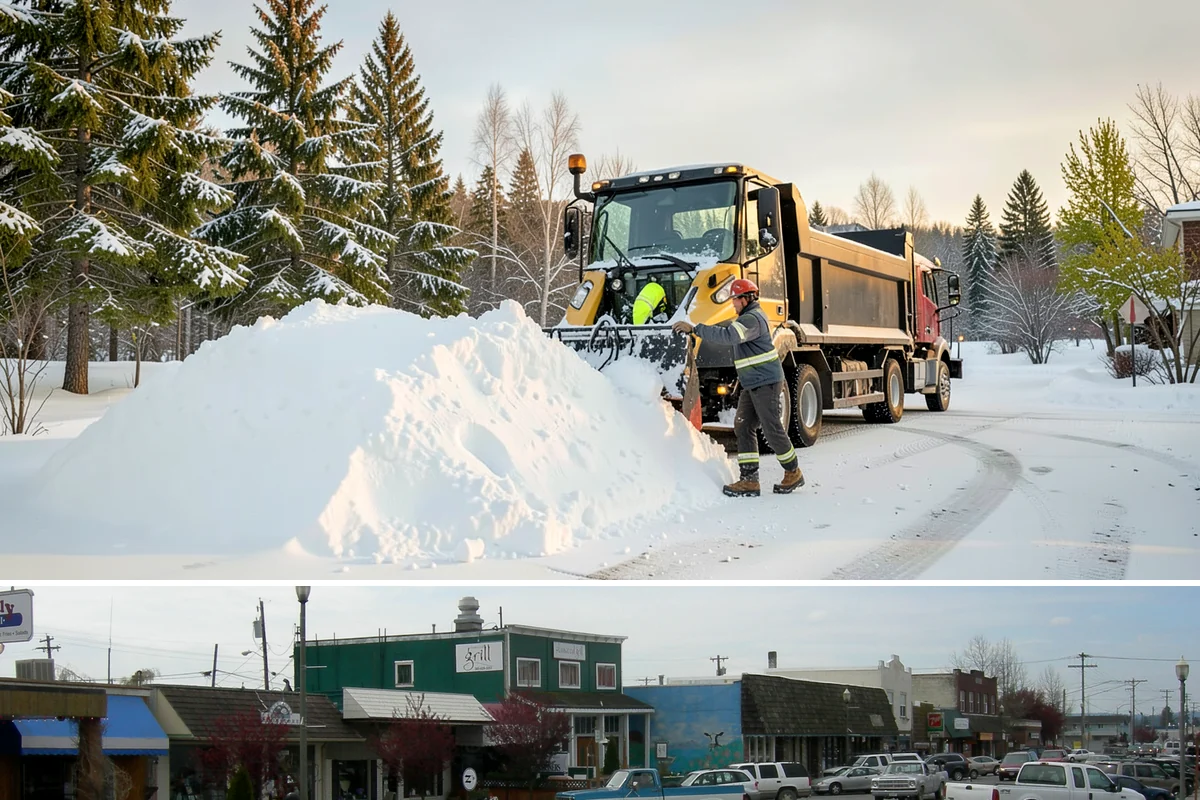 Loading Dock Snow Removal in Stanwood, Snohomish County, WA - Loading docks need close attention during midwinter cold snaps when wet snow refreezes quickly under constant trailer weight.
