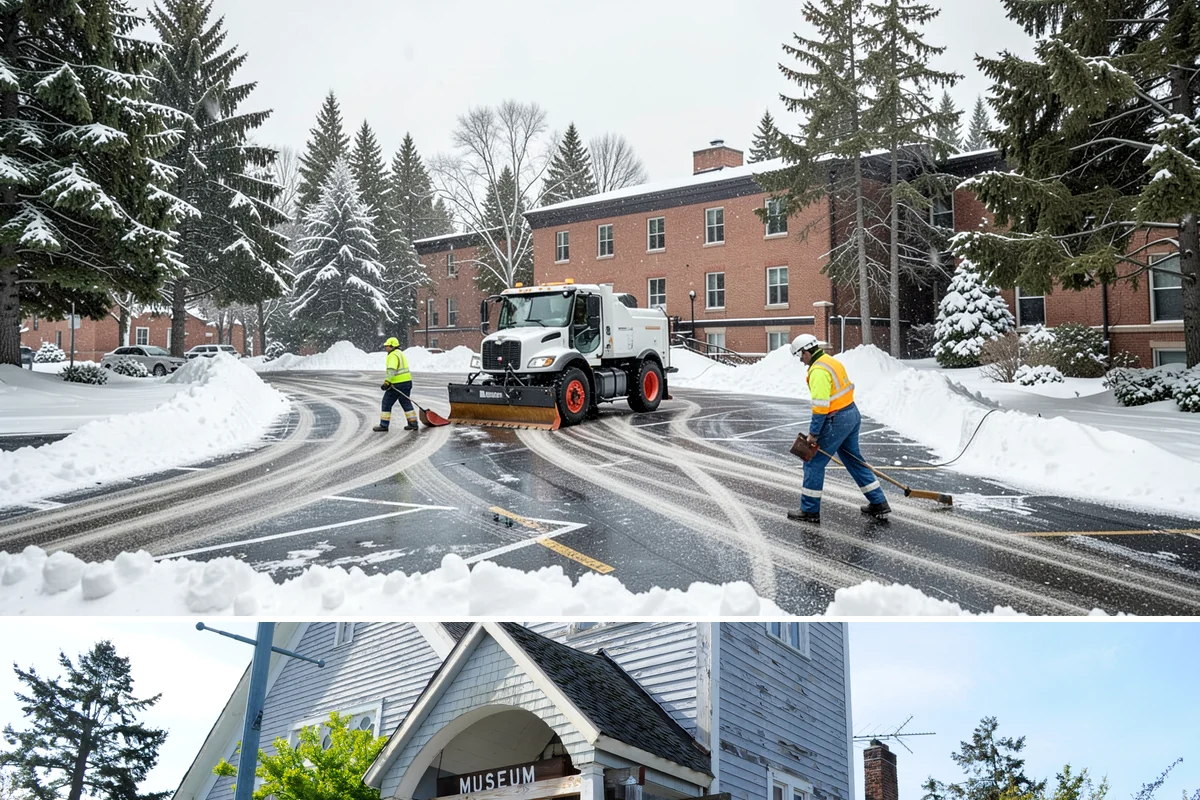 Loading Dock Snow Removal in Steilacoom, Pierce County, WA - Loading docks need close attention during midwinter cold snaps when wet snow refreezes quickly under constant trailer weight.