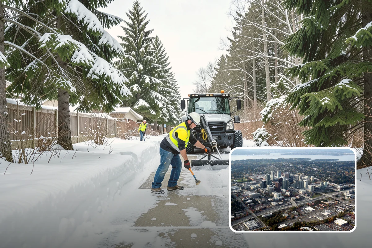 Long Driveway Snow Removal in Bellevue, King County, WA - Clears the full length to the road