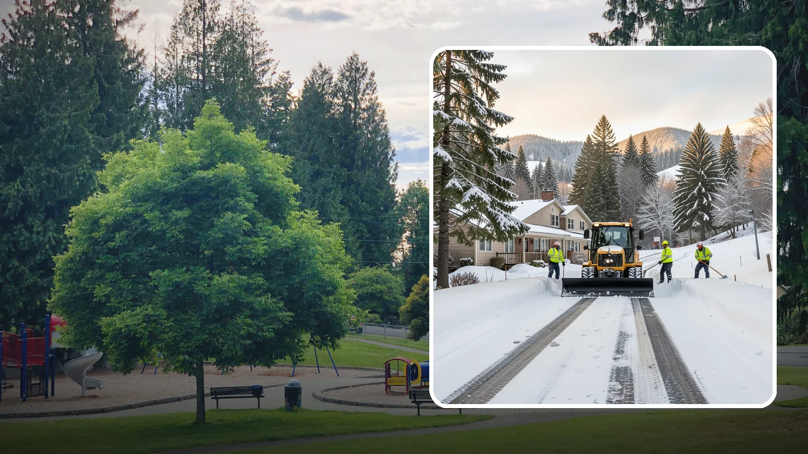 Long Driveway Snow Removal in Bonney Lake, Pierce County, WA - We clear long rural and hillside driveways end to end so you never get stranded at home.