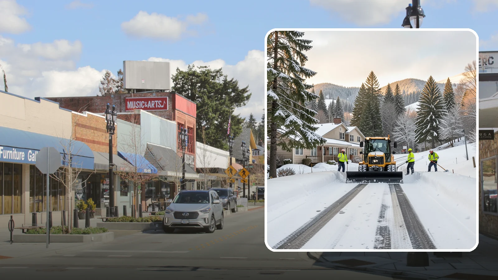 Long Driveway Snow Removal in Bothell, King County, WA - We clear long rural and hillside driveways end to end so you never get stranded at home.