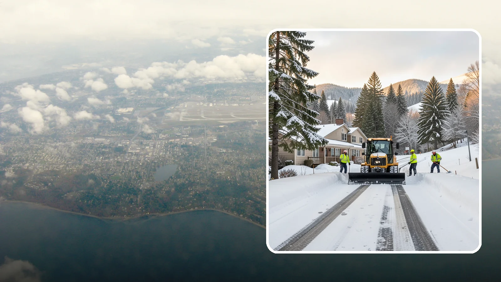 Long Driveway Snow Removal in Burien, King County, WA - We clear long rural and hillside driveways end to end so you never get stranded at home.