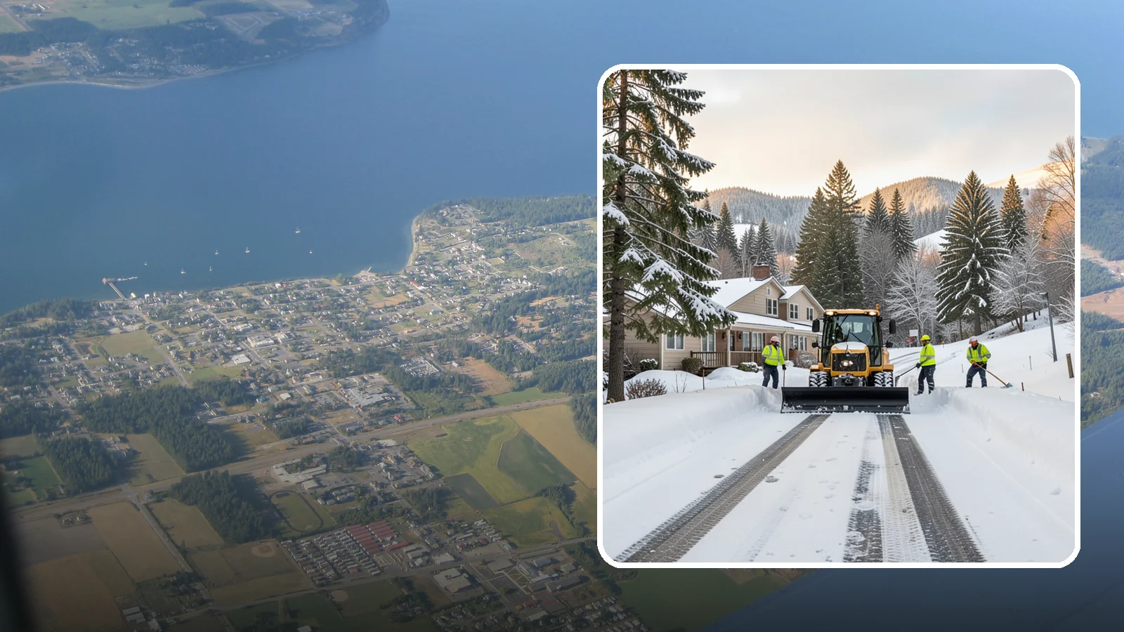 Long Driveway Snow Removal in Coupeville, Island County, WA - We clear long rural and hillside driveways end to end so you never get stranded at home.