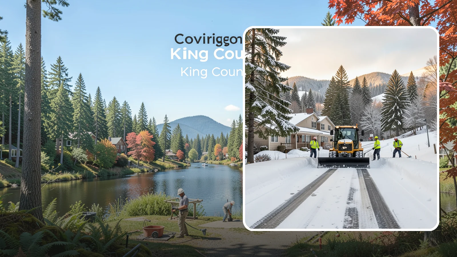 Long Driveway Snow Removal in Covington, King County, WA - We clear long rural and hillside driveways end to end so you never get stranded at home.