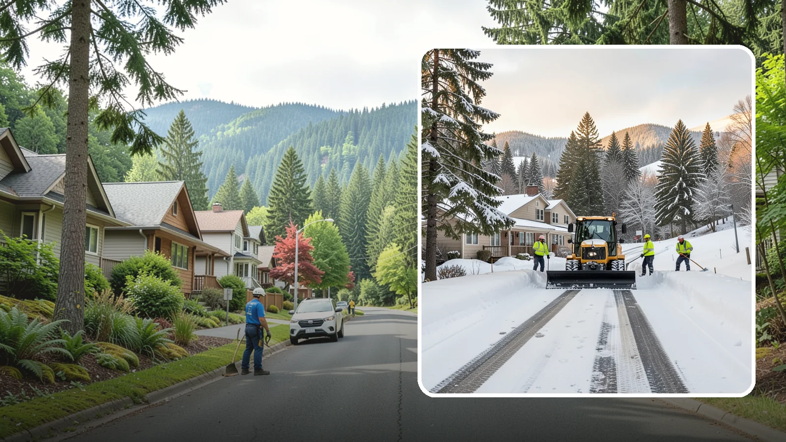Long Driveway Snow Removal in Darrington, Snohomish County, WA - We clear long rural and hillside driveways end to end so you never get stranded at home.