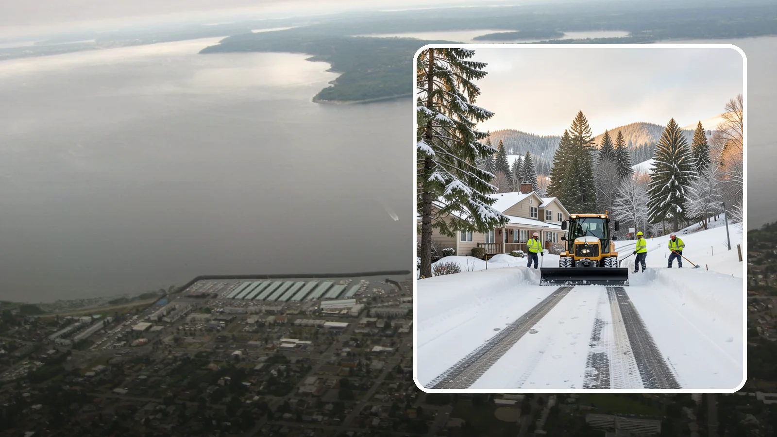 Long Driveway Snow Removal in Des Moines, King County, WA - We clear long rural and hillside driveways end to end so you never get stranded at home.