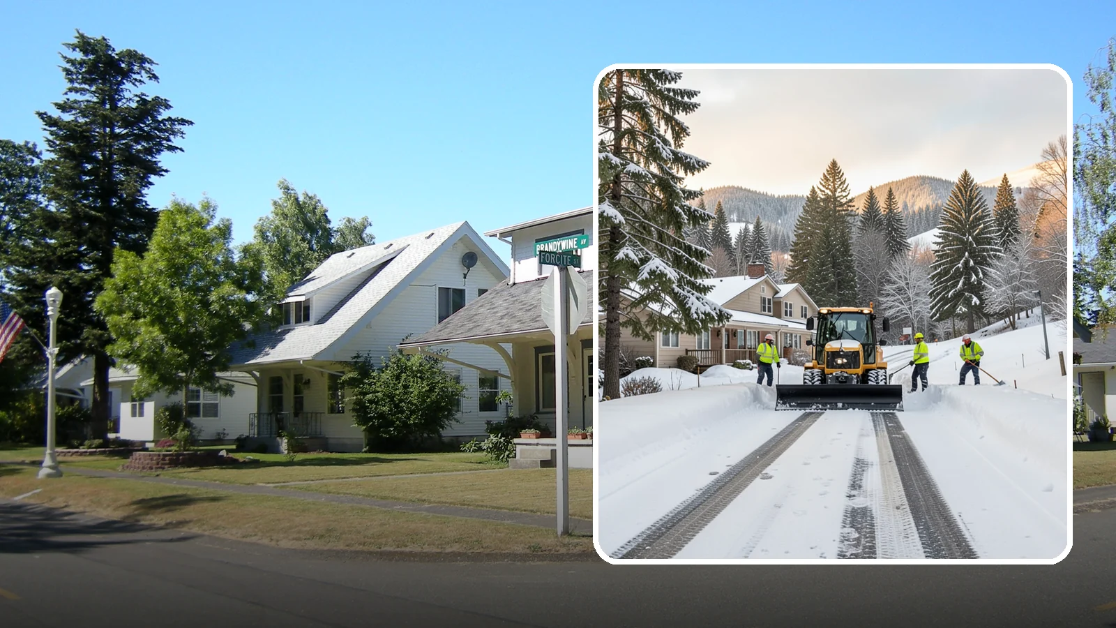 Long Driveway Snow Removal in DuPont, Pierce County, WA - We clear long rural and hillside driveways end to end so you never get stranded at home.