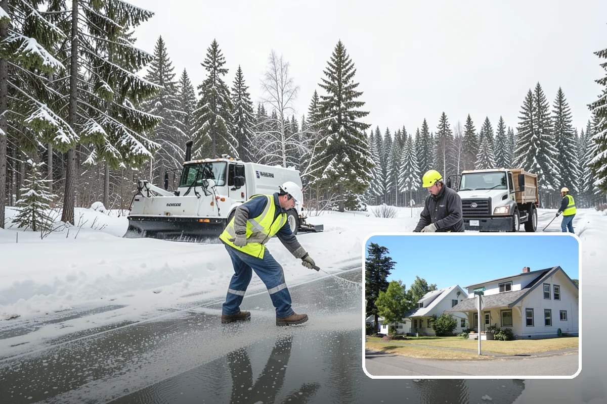 Long Driveway Snow Removal in DuPont, Pierce County, WA - Clears the full length to the road