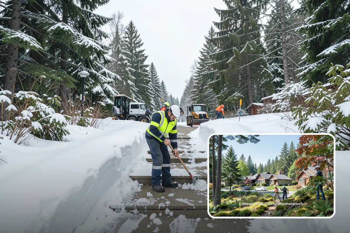 Long Driveway Snow Removal in Edgewood, Pierce County, WA - Clears the full length to the road