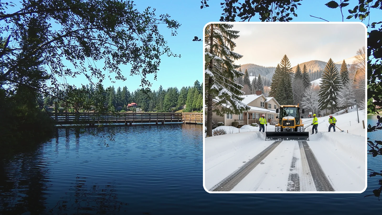 Long Driveway Snow Removal in Federal Way, King County, WA - We clear long rural and hillside driveways end to end so you never get stranded at home.