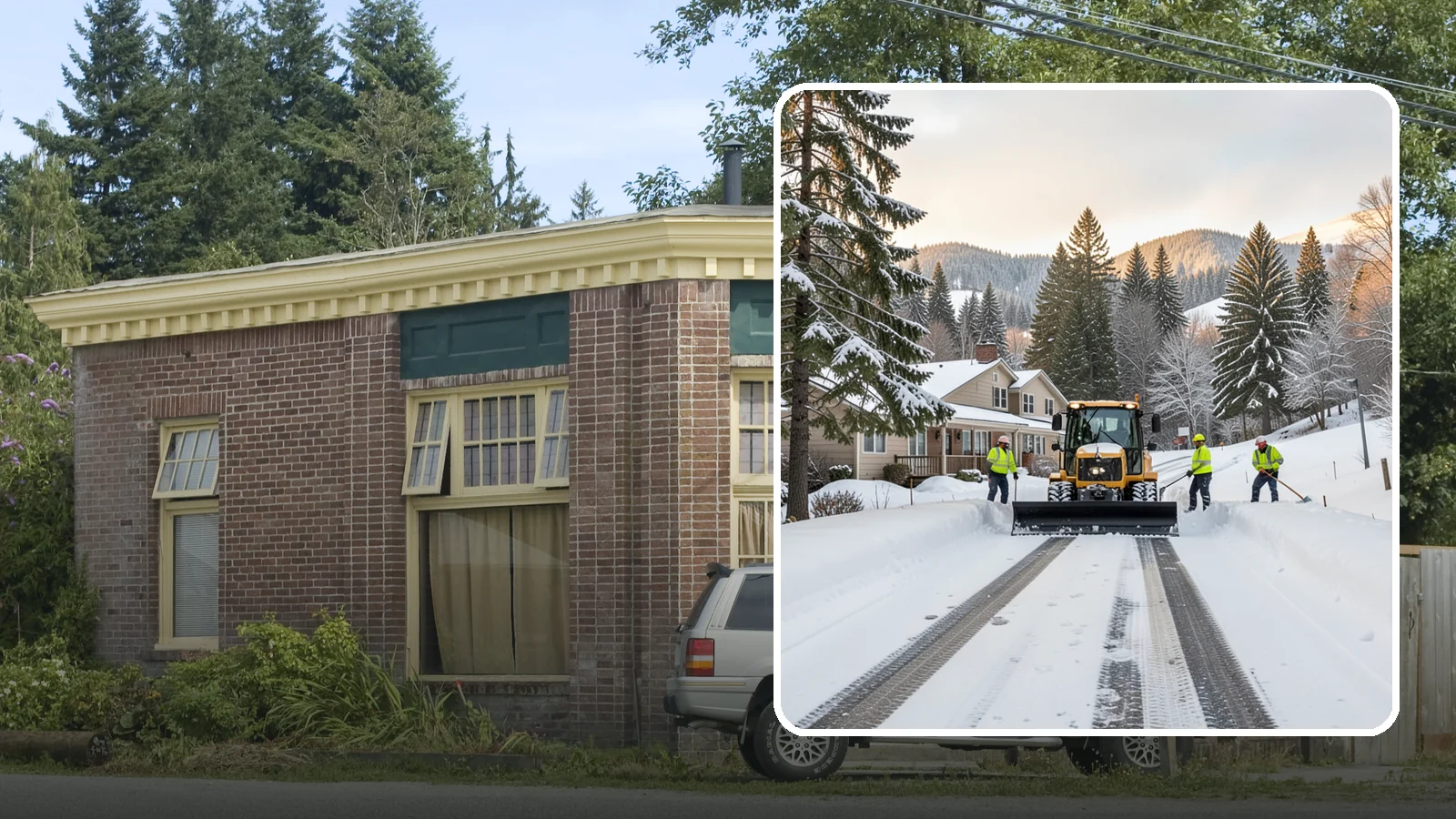 Long Driveway Snow Removal in Hamilton, Skagit County, WA - We clear long rural and hillside driveways end to end so you never get stranded at home.