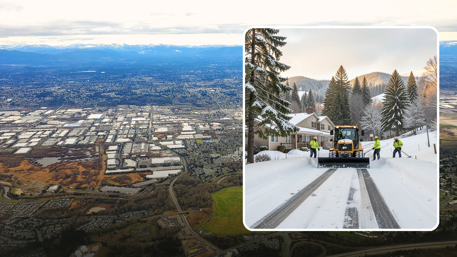Long Driveway Snow Removal in Kent, King County, WA - We clear long rural and hillside driveways end to end so you never get stranded at home.