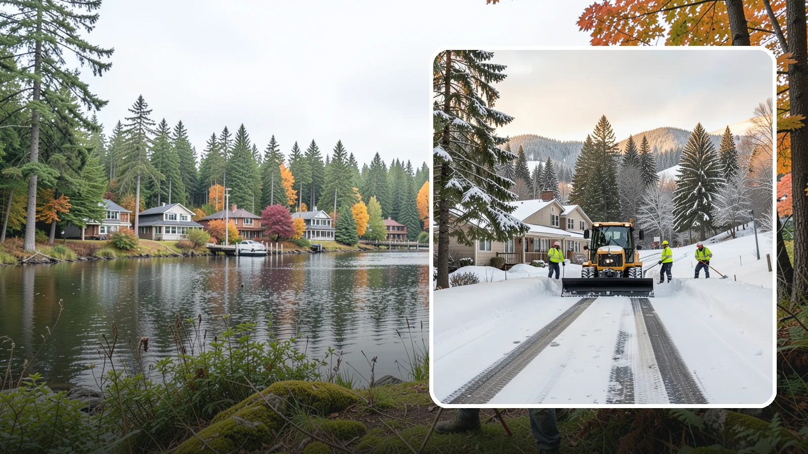 Long Driveway Snow Removal in La Conner, Skagit County, WA - We clear long rural and hillside driveways end to end so you never get stranded at home.
