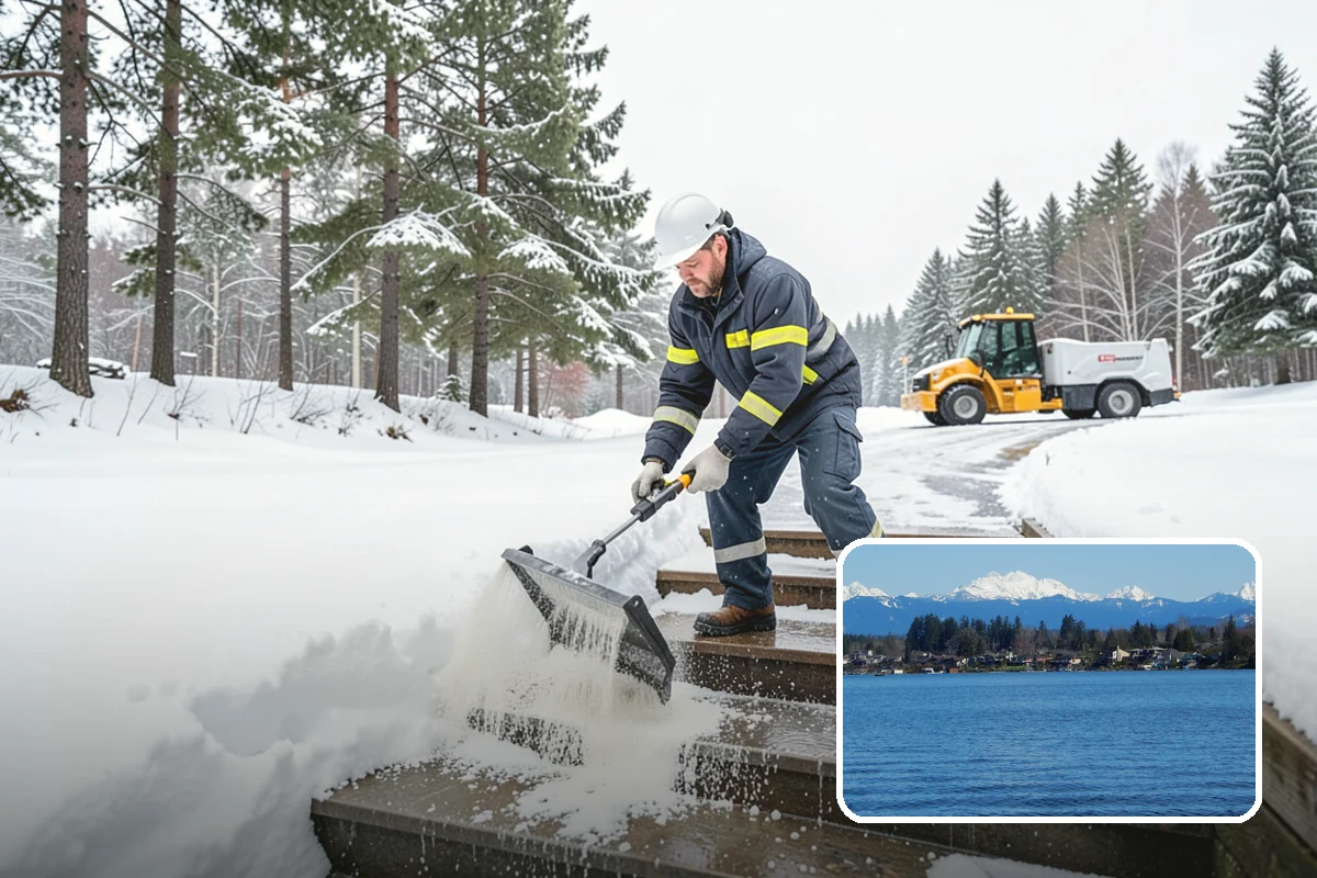 Long Driveway Snow Removal in Lake Stevens, Snohomish County, WA - Clears the full length to the road