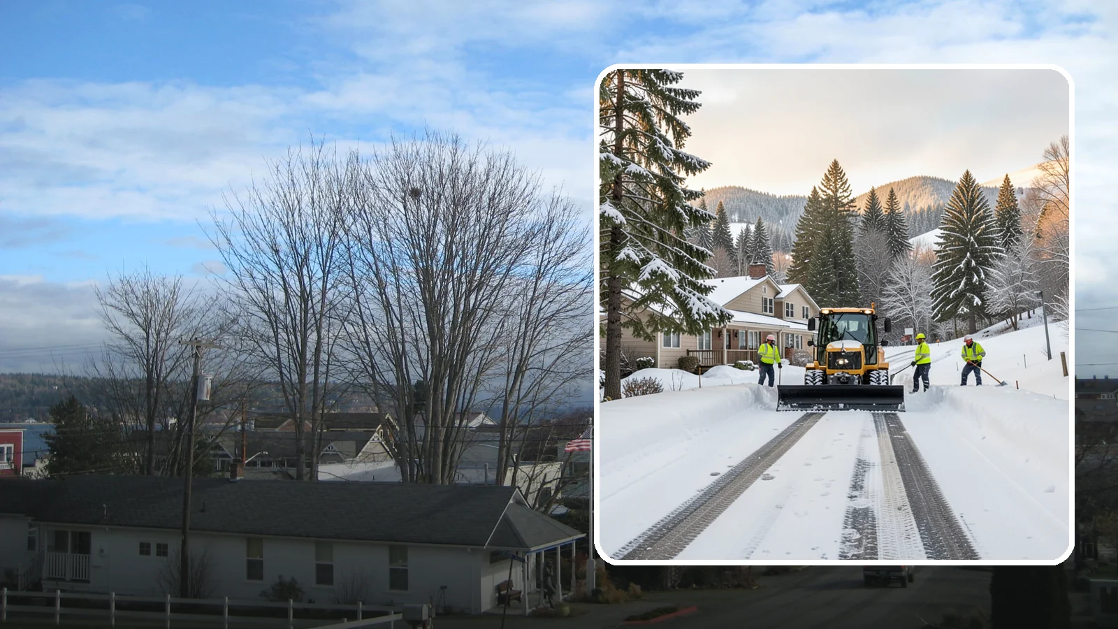 Long Driveway Snow Removal in Langley, Island County, WA - We clear long rural and hillside driveways end to end so you never get stranded at home.