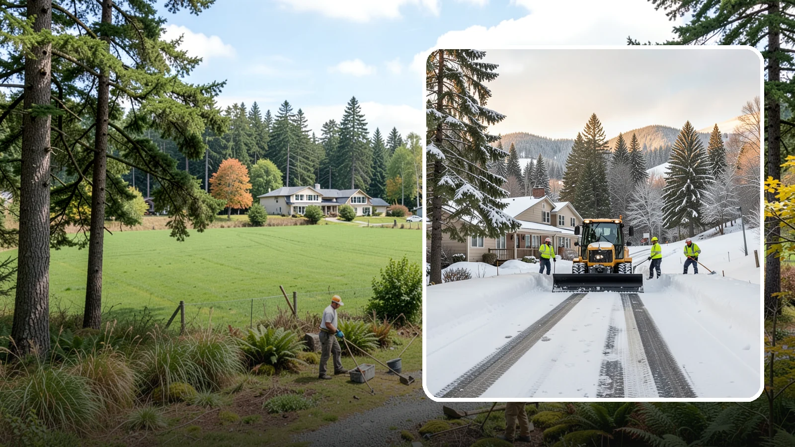 Long Driveway Snow Removal in Lyman, Skagit County, WA - We clear long rural and hillside driveways end to end so you never get stranded at home.