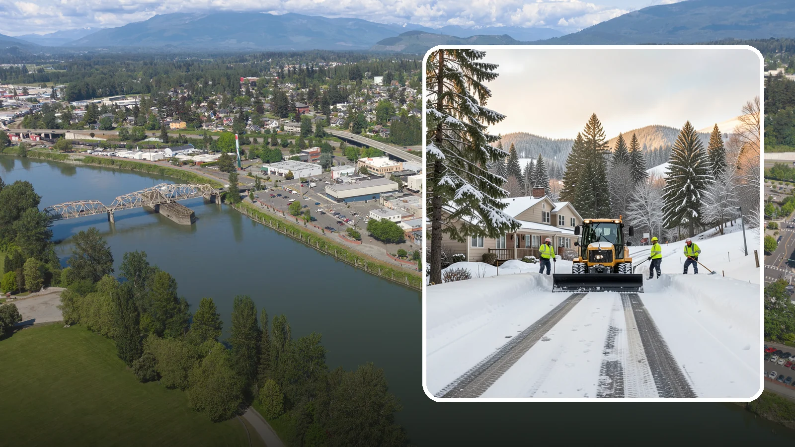 Long Driveway Snow Removal in Mount Vernon, Skagit County, WA - We clear long rural and hillside driveways end to end so you never get stranded at home.