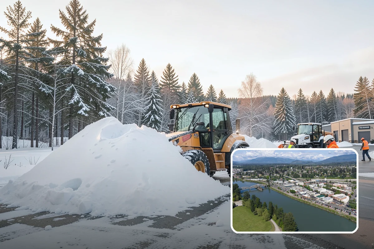Long Driveway Snow Removal in Mount Vernon, Skagit County, WA - Clears the full length to the road